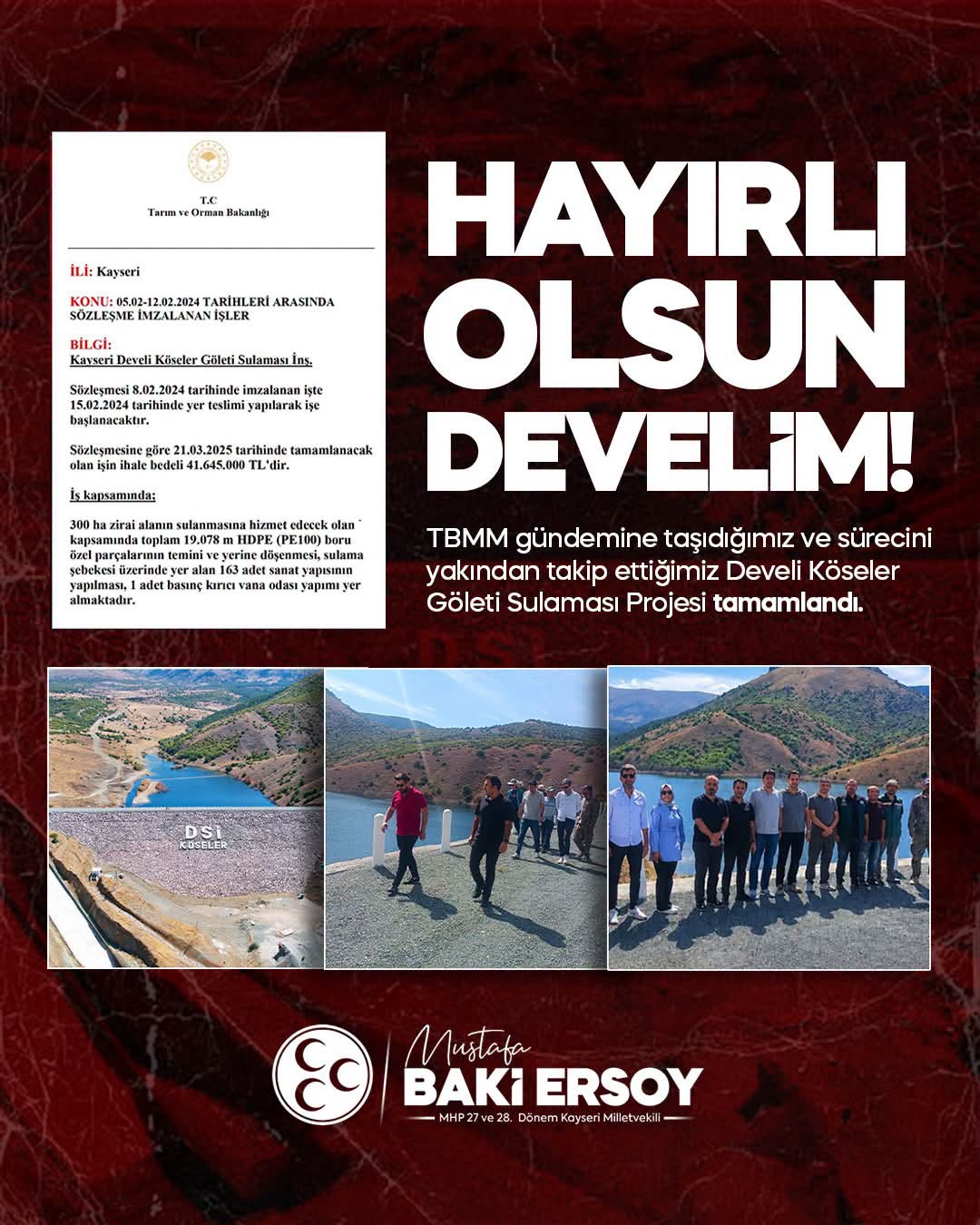 DEVELİ KÖSELER GÖLETİ SULAMASI PROJESİ TAMAMLANDI