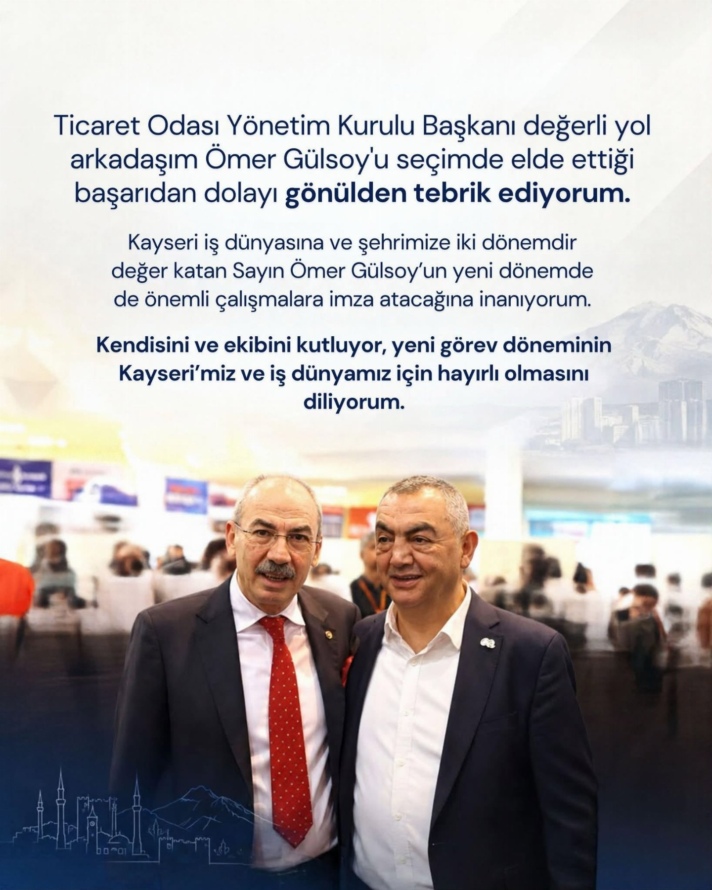KAYSO Başkanı Büyüksimitçi'den KTO Başkanı Ömer Gülsoy'a Tebrik Mesajı